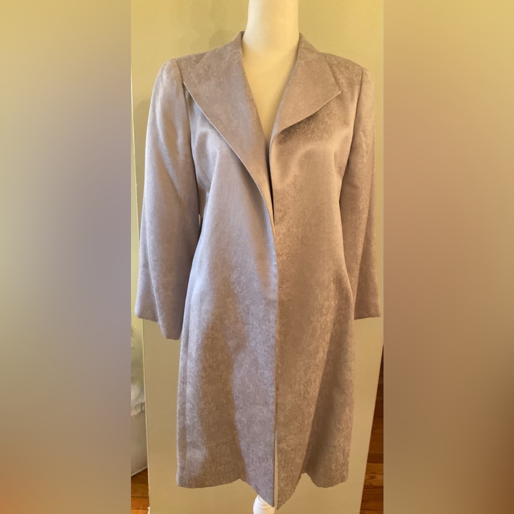 Eileen Fisher Light Grey Silk Blend Open Front Blazer Small